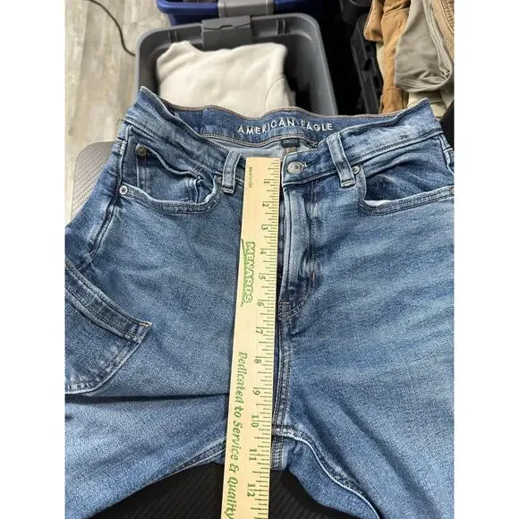 American Eagle Super Baggy High Rise Cargo Skater Jeans Size 2 Y2K Streetwear - Picture 8 of 15